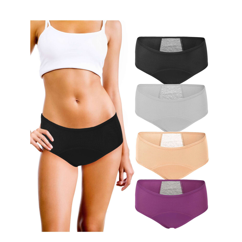 Absorbent Incontinence Underwear for Women, Washable Leakproof Briefs with Moisture Wicking Technology, Reusable Soft Seamless Panties for Menstrual