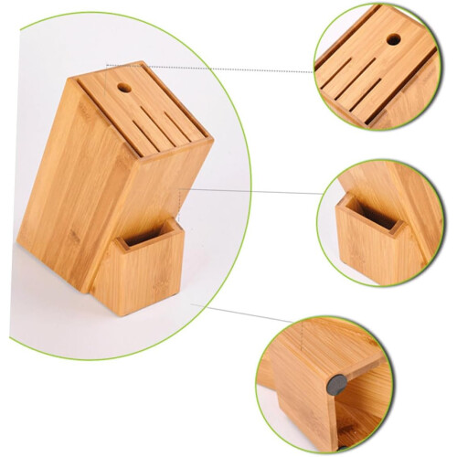 Knife Block Bamboo Kitchen Organizer with SpaceSaving MultiSlot Design for Secure Knife Display 2
