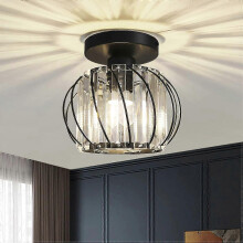 Kronleuchter-Kristalldeckenleuchte, kleine LED-Einbaudeckenleuchte für Küche, Esszimmer, Wohnzimmer (Schwarz) 26er