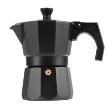 Moka Pot Stovetop Espresso Maker 3 Cup Black with Rich Extraction and Safety Pressure Valve