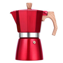 Moka Pot Stovetop Espresso Maker with Safety Pressure Valve, Italian Design, 3 Cup and 9 Cup Red