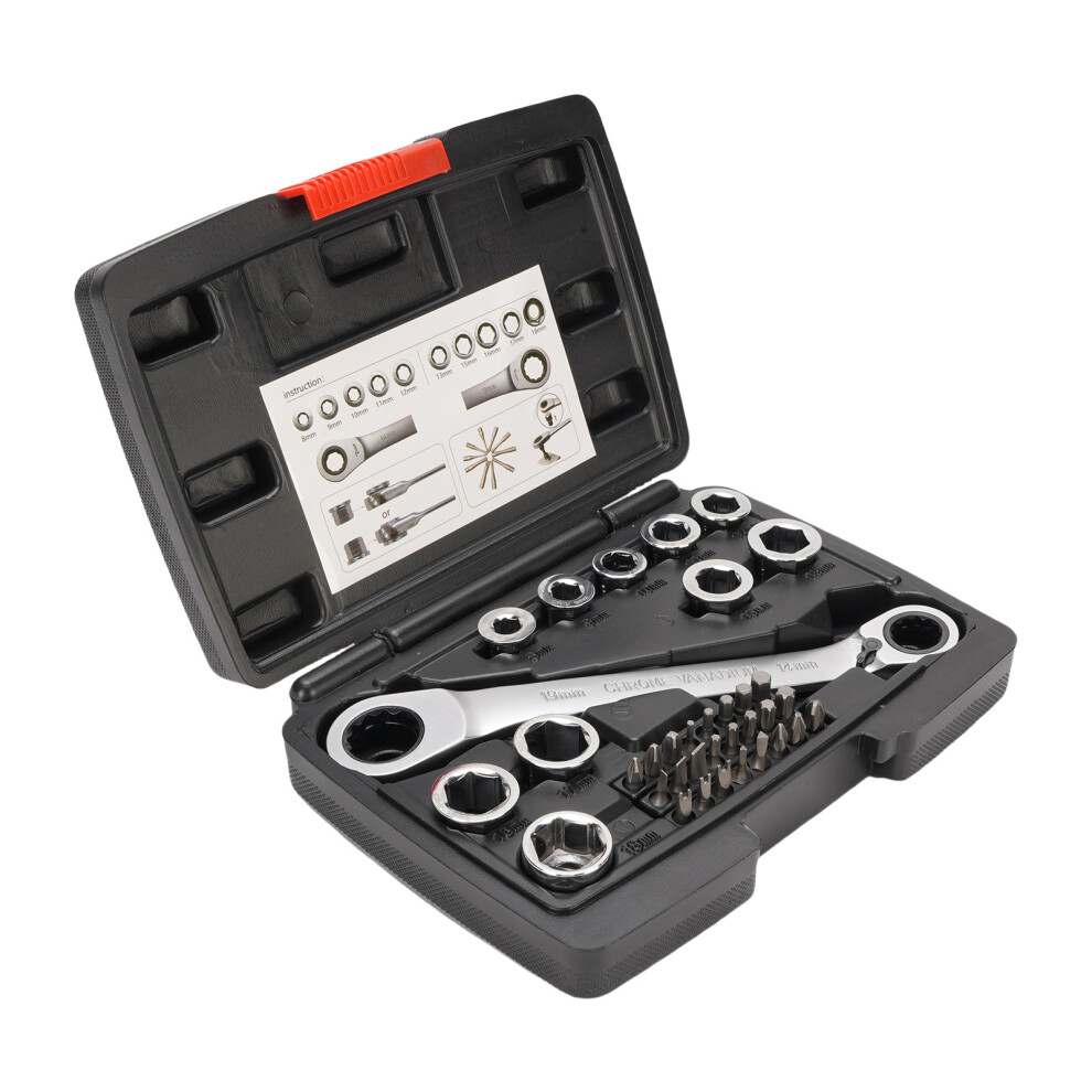 72 Tooth Ratchet Wrench Set 14-19Mm Crv Steel Multi-Functional Torsion Tool 9421383146597