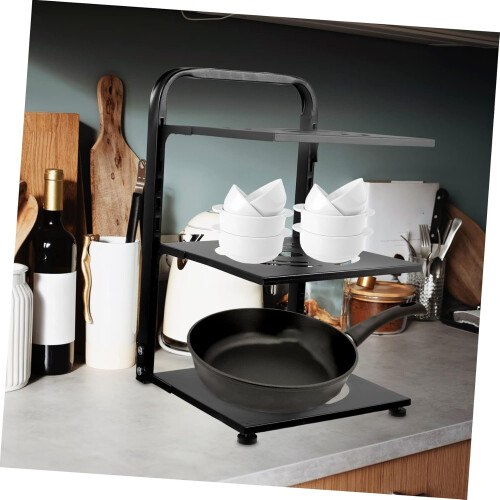 Adjustable Pot and Pan Organizer Rack for Cabinet, SpaceSaving MultiLayer Kitchen Storage 1
