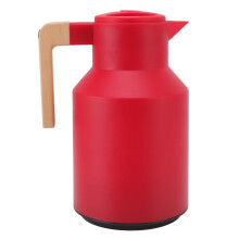 Thermal Coffee Carafe 1L Large Capacity with Beech Wood Handle and 12h Heat Retention Red