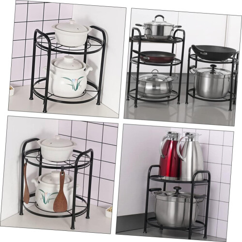 Kitchen Storage Rack with SpaceSaving Corner Design, Detachable TwoTier Pot and Pan Organizer Ref: 1271 1