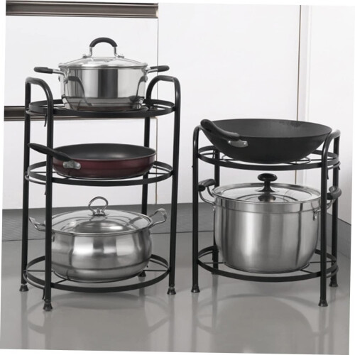 Kitchen Storage Rack with SpaceSaving Corner Design, Detachable TwoTier Pot and Pan Organizer Ref: 1271 2
