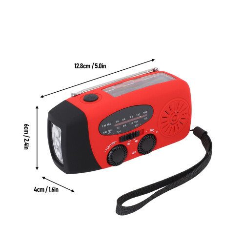 Notfall-Handkurbelradio 600 mAh Rot 12,8  6  4 cm 1