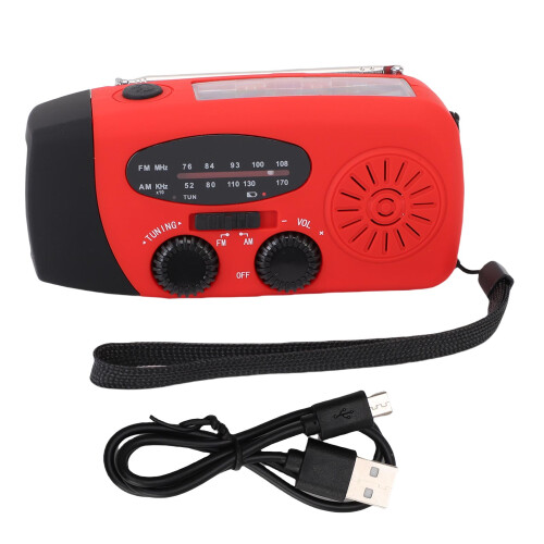 Notfall-Handkurbelradio 600 mAh Rot 12,8  6  4 cm 2