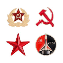 4 Stücke Kommunistische Emaille-Nadel Stern-Abzeichen Revers-Anstecknadel Vintage für kreative Sowje