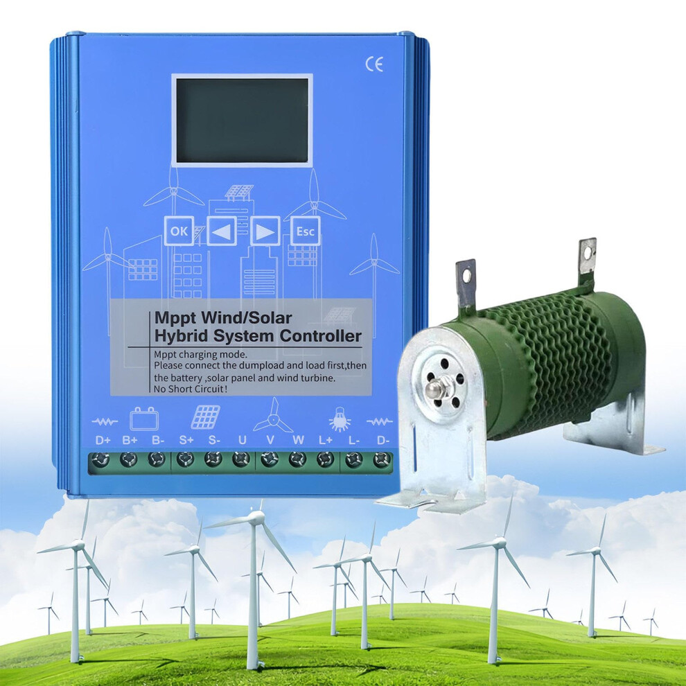 Wind Solar Hybrid Charge Controller 14000W Mppt Boost Charging 12V/24V/48V Lcd Display 9070919350399