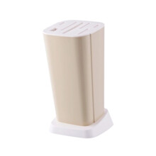 Knife Block and Holder with Drain Tray, Durable PP Kitchen Organizer for Multiple Knives, Beige