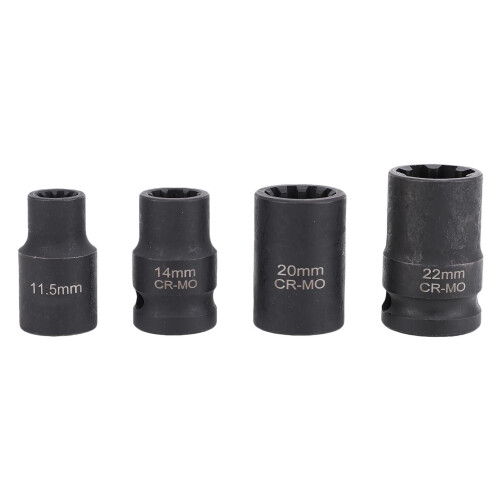4pcs Brake Caliper Socket Set 11.5mm-22mm 1/2in Drive 1