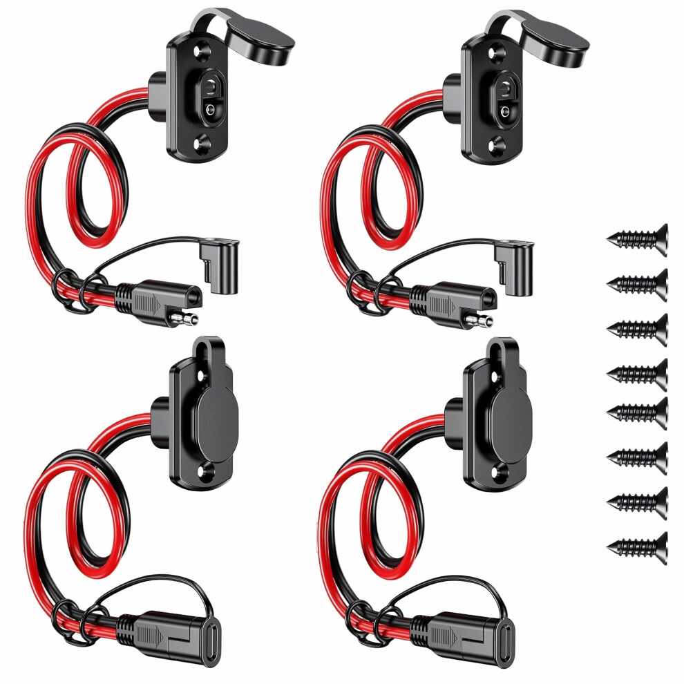 Sae Extension Cable 1Ft 12Awg Heavy Duty Connector Waterproof Adapter For Solar Panel Battery Charger Pack Of 4 9113335278547