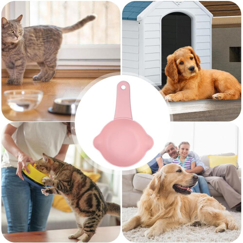 Pet Food Scoop with Measuring Cup for Precise Portion Control and Mess Feeding, Pink 2
