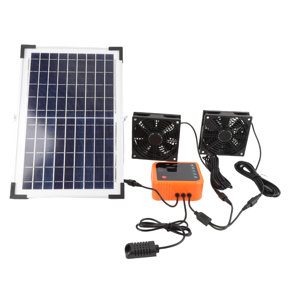 10W Solar Exhaust Fan Kit With 4400Mah Battery, Dual Ventilation For Greenhouse & Shed 3741383150551