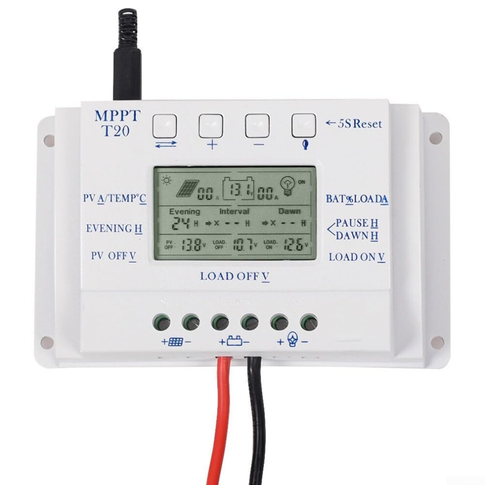 Mppt Solar Charge Controller 20A For 12V 24V Battery With Lcd Display Max Energy Harvest For Rv Boat 9113335279728