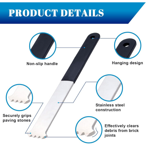 Paver Removal Tool Set with Joint Scraper, Durable Stainless Steel Brick Paver Puller for Garden 1