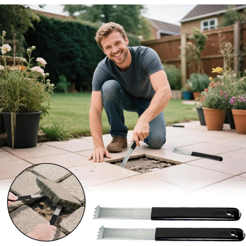 2 PCS Heavy Duty Paver Puller Tool with Rubber Grip and Micro Teeth for Garden Brick Removal 1