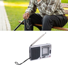 Silbernes tragbares Radio mit HiFi-Sound, Vollband-AM-FM-SW, leichtgewichtig 166 g