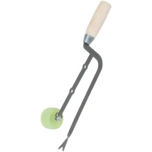 Garden Transplanter Tool with Ergonomic Wooden Handle and Carbon Steel Bent Tip Seedling Planter