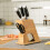 Large Capacity Bamboo Kitchen Knife Holder with Ventilated Base and Compact Countertop Storage 5