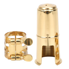 Metal Saxophone Mouthpiece Cap And Ligature, Durable Golden Finish Alto Sax Protector, Preventing Mouthpiece From Dust, Professional-Grade Accessory
