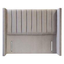 (King 5ft, Grey) Floor Standing 54In Upholstered Winged Panel Padded Bed Headboard for Divan & Ottoman Compatible in All UK Sizes