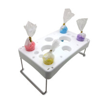 Cake Piping Bag Holder with Nozzle Slots Pastry Bag Stand Stainless Organizer for Baking