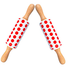 2pcs Nonstick Silicone Rolling Pin with Wood Handle for Baking Pastry Pizza Dumplings Easy Clean