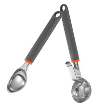 2Pcs Stainless Steel Melon Baller Ice Cream Scoop with Ergonomic Silicone Handles for Fruit, Watermelon and Meatball Making