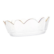 Glass Salad Bowl with Gold Rim, Irregular Clear Serving Dish for Salad, Fruit and Dessert