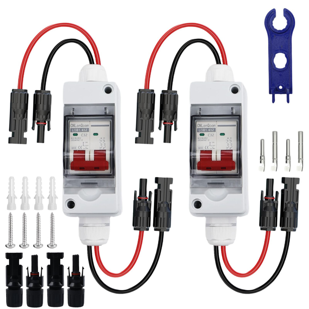 Pack Of 2 Dc Isolator Switch For Solar Pv Systems 32A 500V Ip65 Waterproof Circuit Breaker 9070919363900