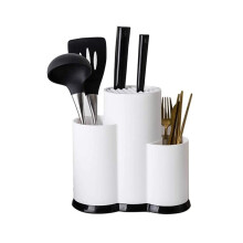 Detachable Knife Holder with Drain Base, SpaceSaving PP Knife Block for Kitchen (AWhite)