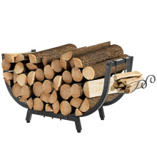30 Inch Indoor Firewood Rack Stand for Fireplace, Organized Wood Storage and Floor Protection