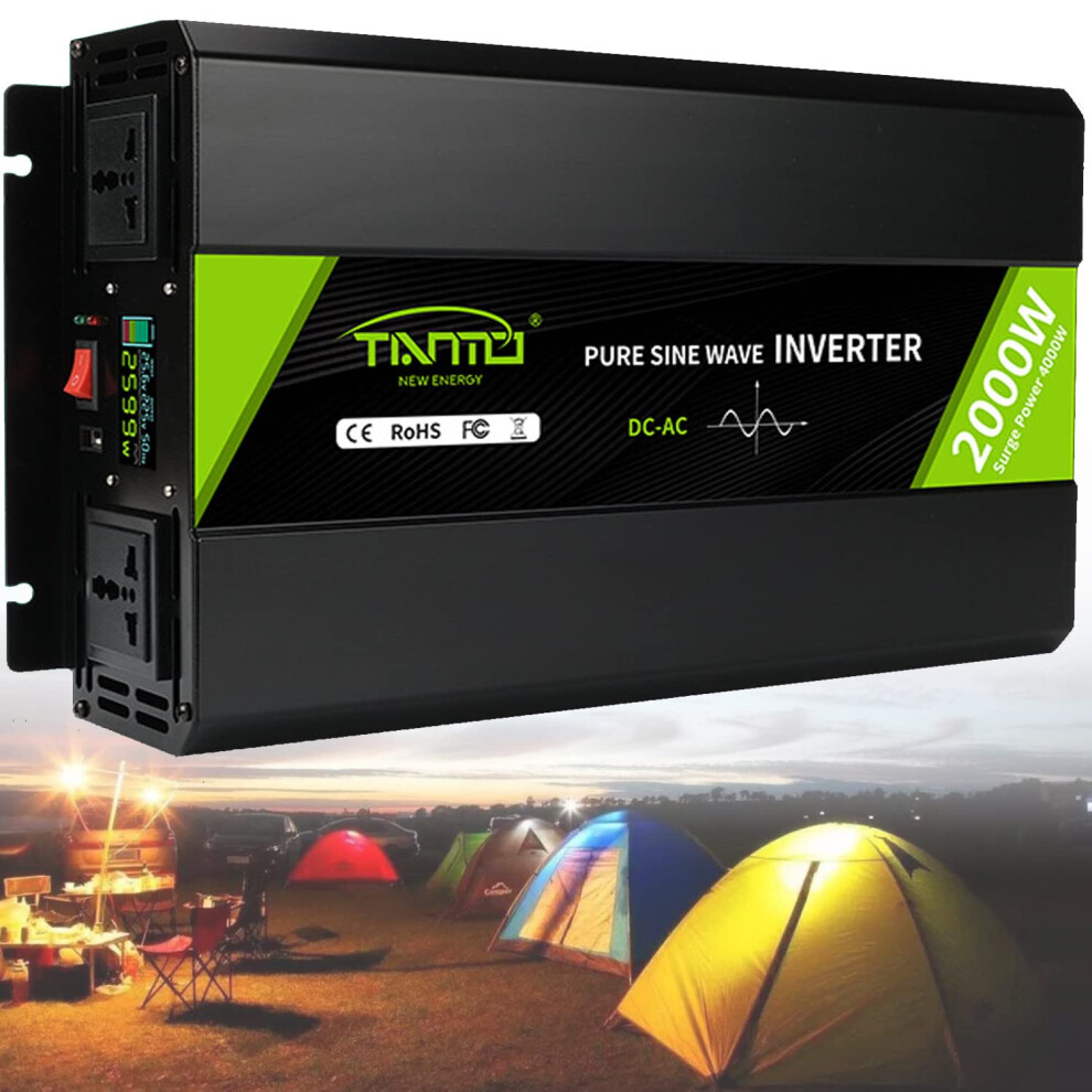 48V Pure Sine Wave Inverter 2000W Dc To Ac Converter With Lcd Display For Rv And Offgrid Solar 9070919364396