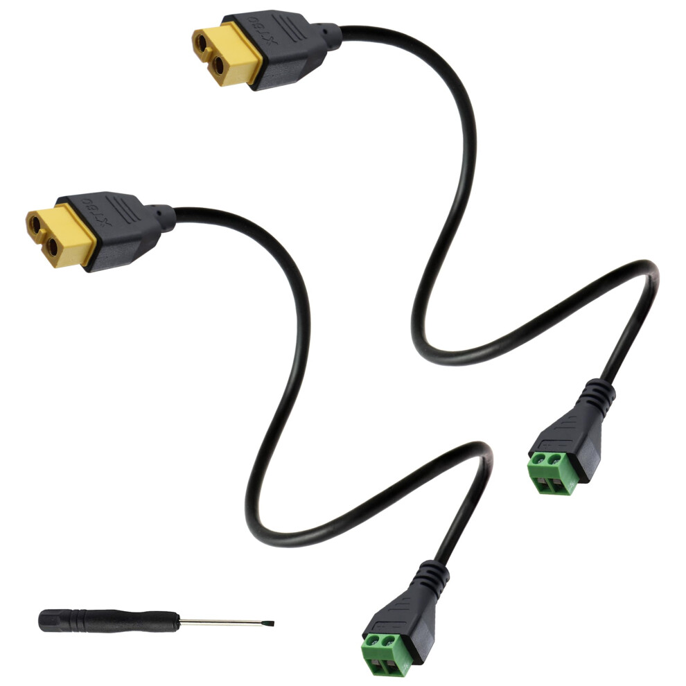 Xt60 Connector Cable Female To 2 Pin Solderless Screw Terminal Adapter 30Cm For Solar And Rc 9070919364389