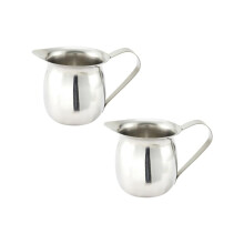 3 oz Stainless Steel Creamer Pitcher with Tapered Spout and Handle, Set of 2 for Coffee Milk