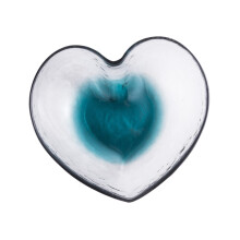 Heart Shaped Glass Dessert Bowl Nordic Style Ink Blue Medium for Salad Fruit Candy Easy Clean