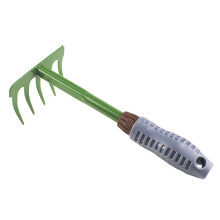 Garden Rake with Dense 5Tooth Metal Head for Easy Leaf and Pet Waste Removal in Lawn and Yard