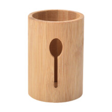 Bamboo Utensil Holder Rustic Countertop Silverware Organizer for Farmhouse Kitchen Forks Spoons Knives