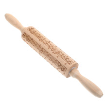 Embossed Wooden Rolling Pin with NonStick Surface and AntiSlip Handle for Baking Cookies Pastry