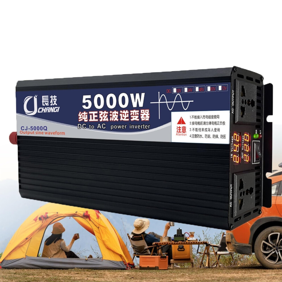5000W Pure Sine Wave Power Inverter Charger 48V To 220V, Low Frequency Solar For Home Rv Offgrid 9113335288638
