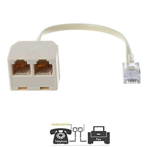 RJ11 Phone Line Splitter 2-Way Connector Επέκταση μονής υποδοχής σε δύο τηλέφωνα για οικια 1