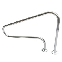 Set of 2 Stainless Steel Pool Handrails with Base Plate, Ergonomic Curved Grip for Easy Access