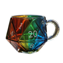Rainbow D20 RPG Dice Coffee Mug with Ergonomic Handle for Tabletop Gaming and Fantasy Lovers