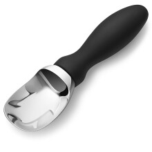Stainless Steel Ice Cream Scoop with Ergonomic NonSlip Handle for Round Scoops Black