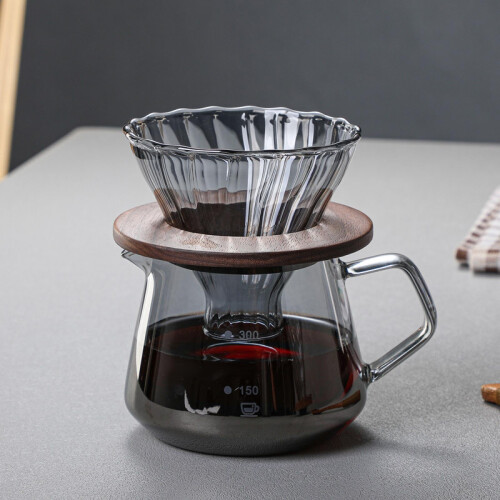 Glass Pour Over Coffee Maker Set with Filter Cup for Precise Sediment Brewing