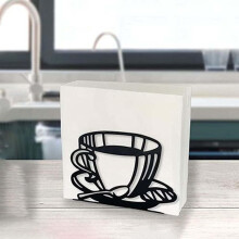Black Vertical Napkin Holder Tissue Dispenser with Coffee Cup Design for Kitchen Home Office
