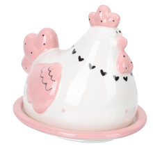 Ceramic Butter Dish with Lid and Airtight Seal, Chicken Shaped Butter Container for Fridge