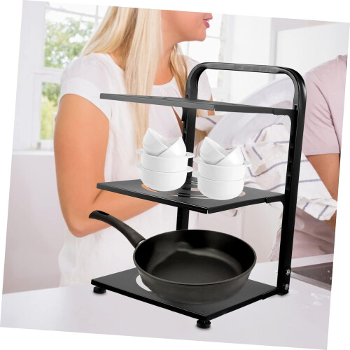Adjustable Pan Organizer Rack with MultiTier Design for Kitchen Pot and Bakeware Storage 1